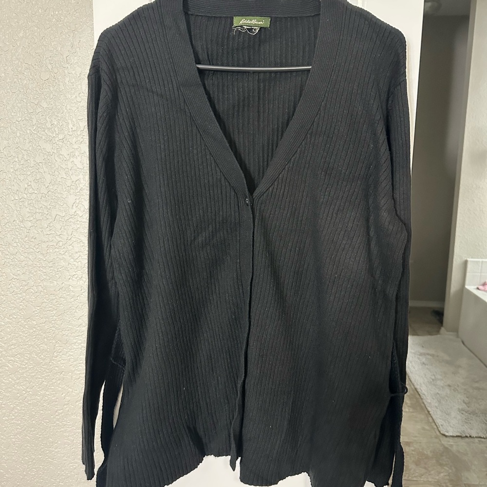 Black Eddie Bauer Ribbed Cardigan